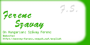 ferenc szavay business card
